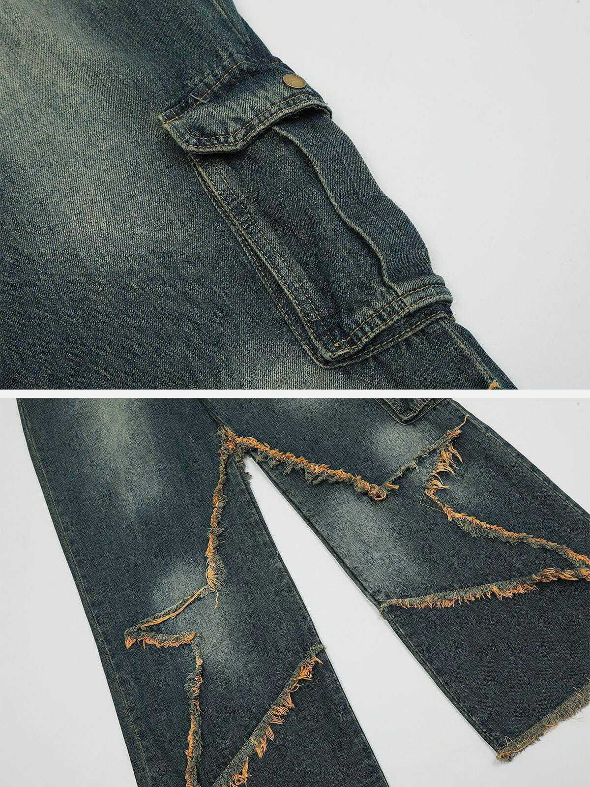 retro fringe loose jeans [edgy] 4149